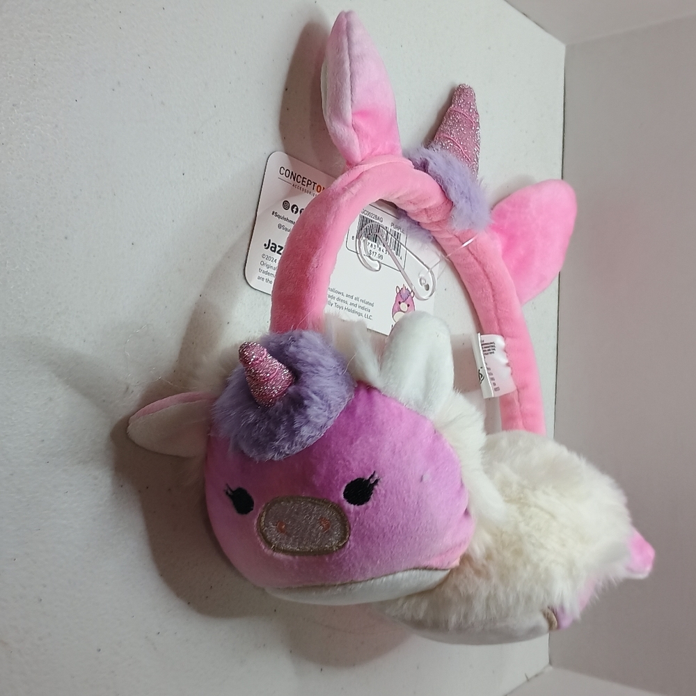 Squishmallows Pink and Purple Unicorn Plush Earmuffs "Lola"